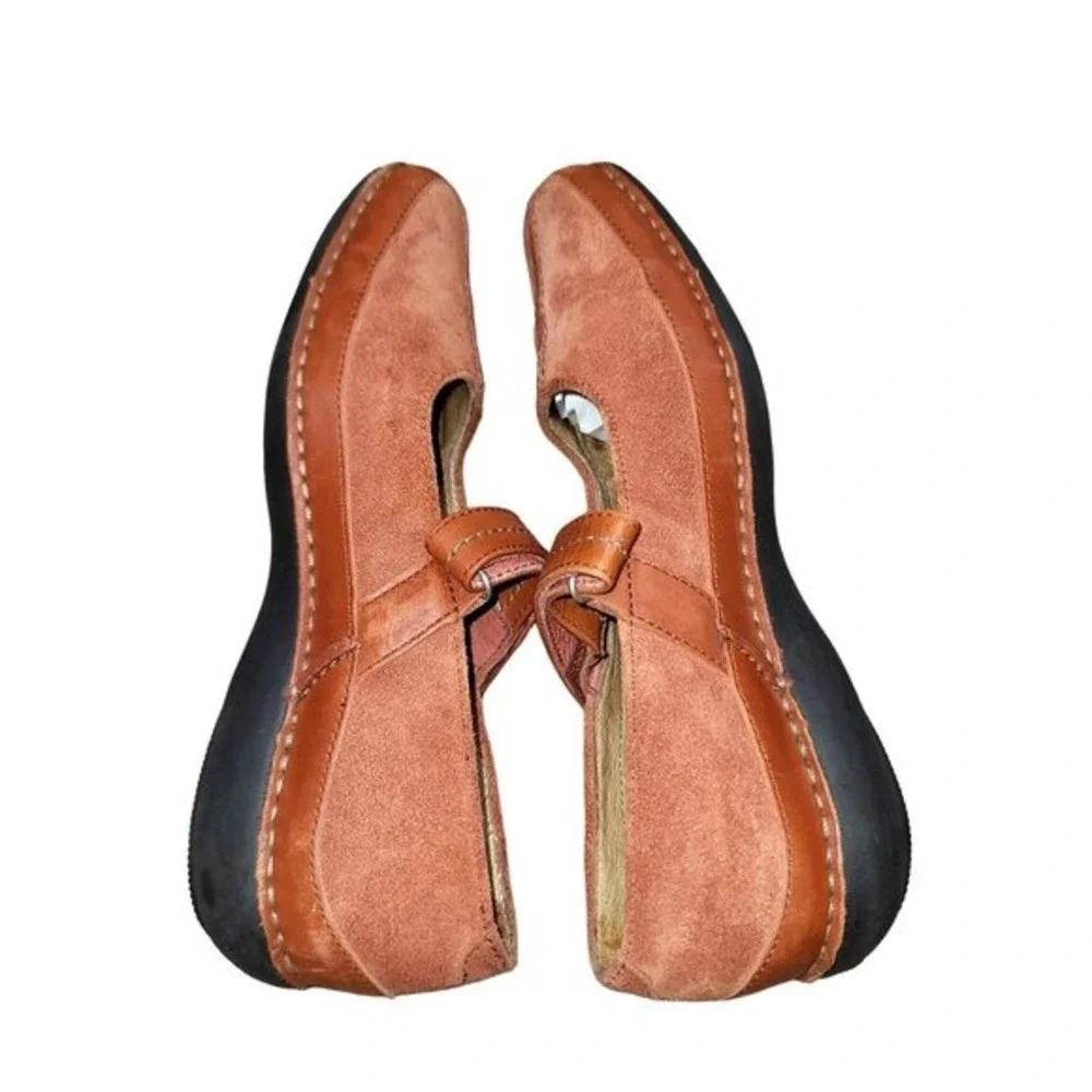 Rockport Women's Flat Mary Jane 7 Suede Orange Dress Shoe‎ Preppy Comfort Mature